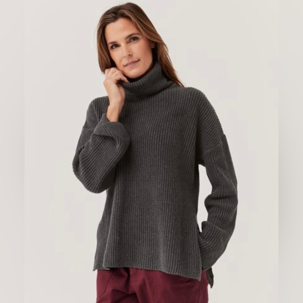 Pact Charcoal Ribbed Turtleneck Sweater